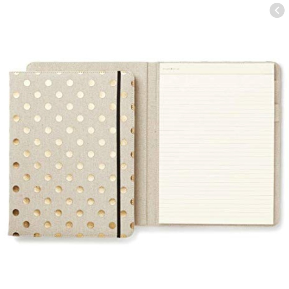 Kate Spade Gold Dot Linen Notepad Folio